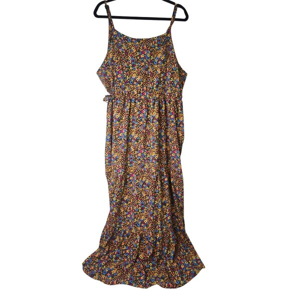 Boho Minimalist Toad & Co Maxi Dress XL NWT Black Floral - Picture 2 of 7